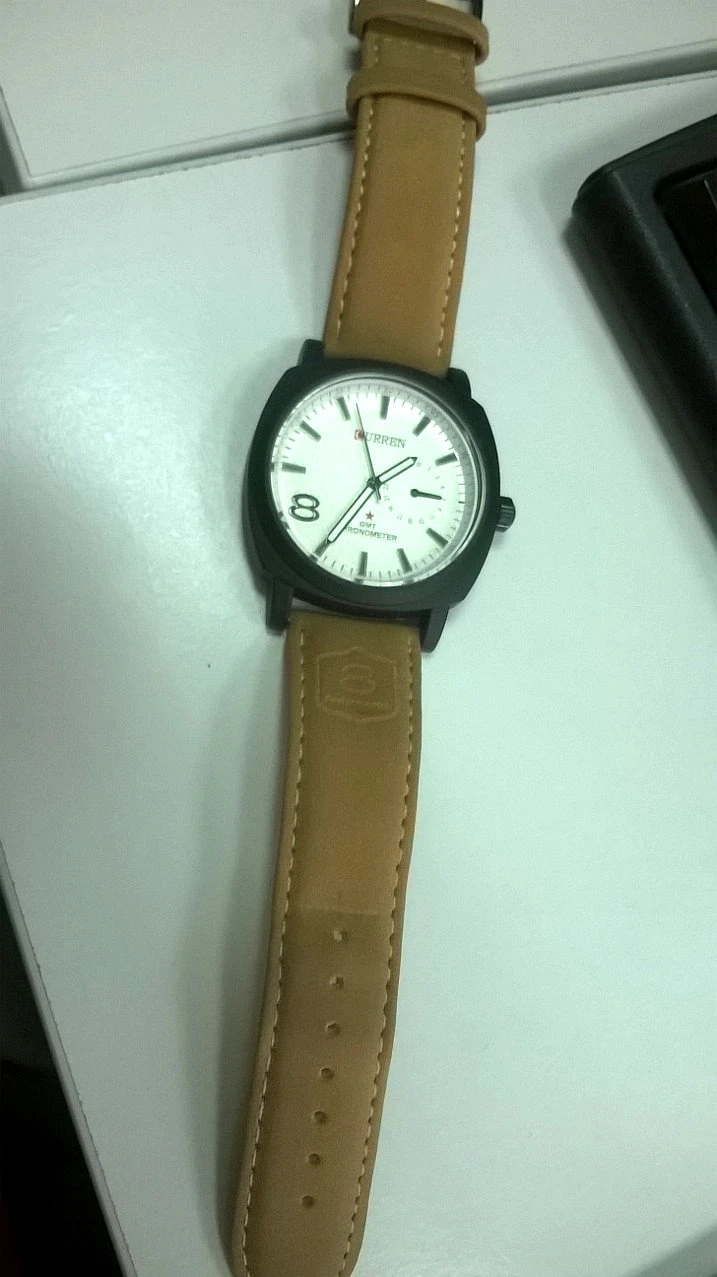 CURREN Men's Casual Quartz Watch with Tan Faux Leather Strap